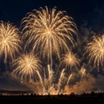 Illustration d’un feu d’artifice doré dans un ciel nocturne