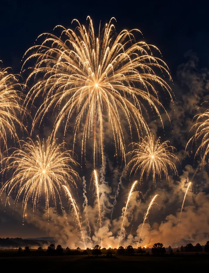 Illustration d’un feu d’artifice doré dans un ciel nocturne